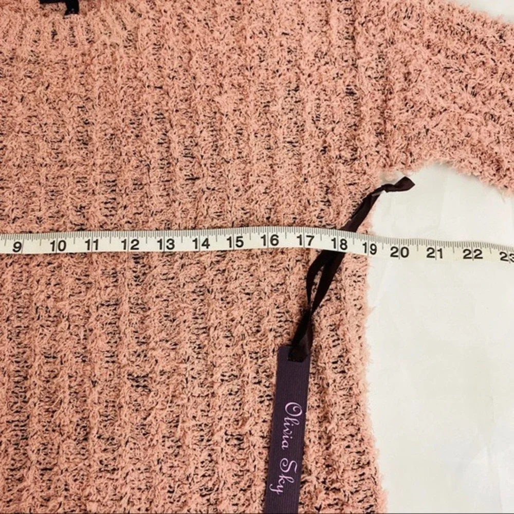 Olivia‎ Sky Womens Dusty Rose Popcorn Ribbed Knit Crew Neck Sweater MS456 Size S